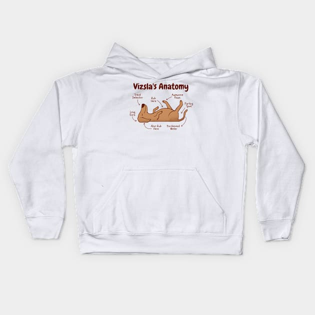 Vizsla dog animal funny anatomy with a funny anatomy chart Kids Hoodie by Meinersncovert